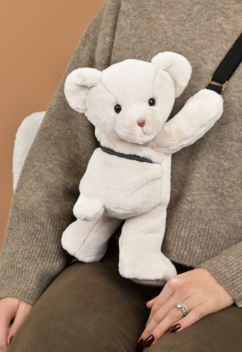 DOUDOU - pluszowa torba na ramię miś, Doudou et Compagnie, kość słoniowa