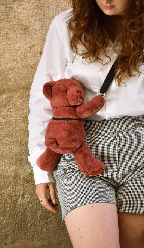 DOUDOU - pluszowa torba na ramię miś, Doudou et Compagnie, terakota