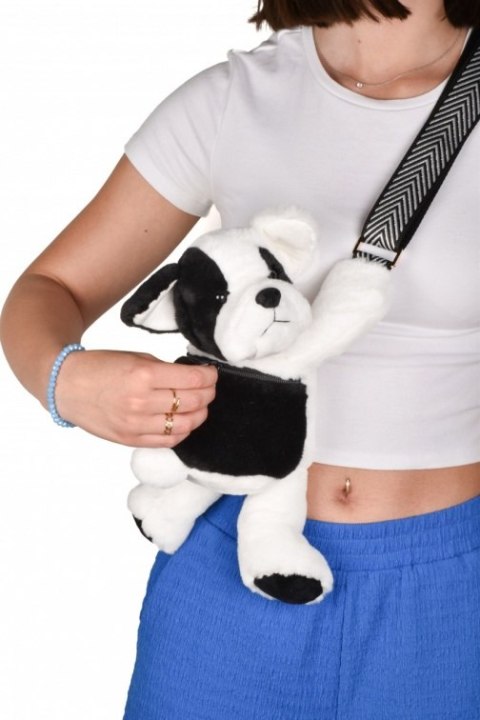 DOUDOU - pluszowa torba na ramię pies, Doudou et Compagnie, czarno-biały