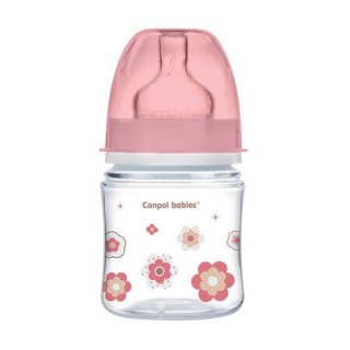 Canpol 35/216 Butelka szerokootworowa antykolkowa Easystart Newborn Baby 120 ml różowe kwiaty