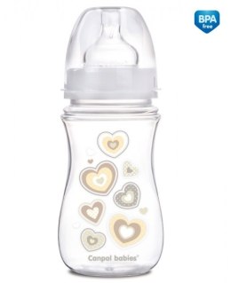 Canpol 35/217 Butelka szerokootworowa antykolkowa Easystart Newborn Baby 240 ml beżowe serduszka