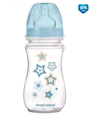 Canpol 35/217 Butelka szerokootworowa antykolkowa Easystart Newborn Baby 240 ml niebieskie gwiazdki