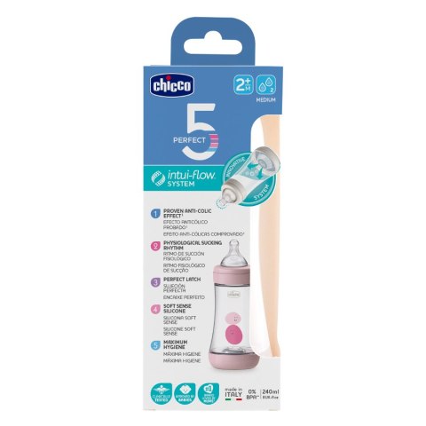 CHICCO Butelka PERFECT5 240 ml 4m+ girl