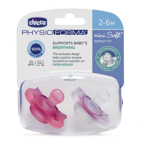 CHICCO Smoczek PHYSIO MINI SOFT silikon 2 szt girl