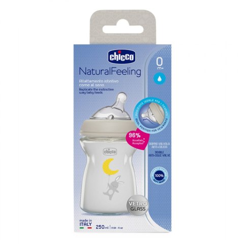 CHICCO Butelka NF szklana 0m+ 250 ml