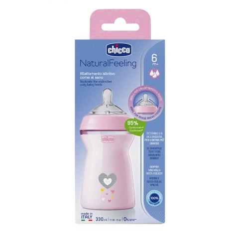 CHICCO Butelka NF plastikowa 6m+ 330 ml girl