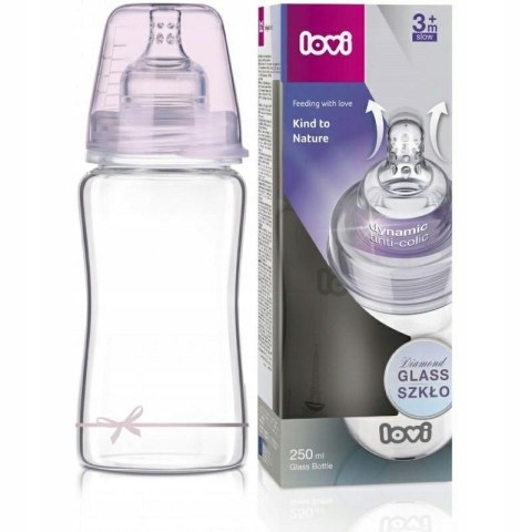 LOVI 74/204 Butelka szklana Diamond Glass 250 ml Baby Shower girl