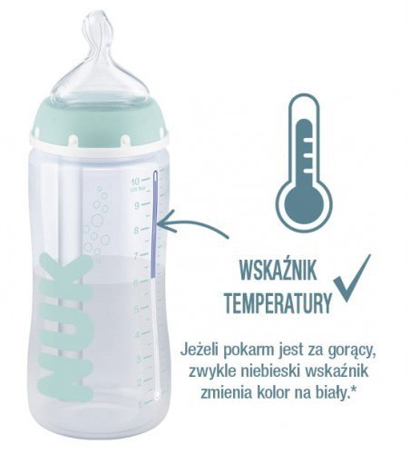 NUK 741148 Butelka FC+ 300 ml ANTI-COLIC Professional ze wskaźnikiem temperatury smoczek silikonowy 0-6 m