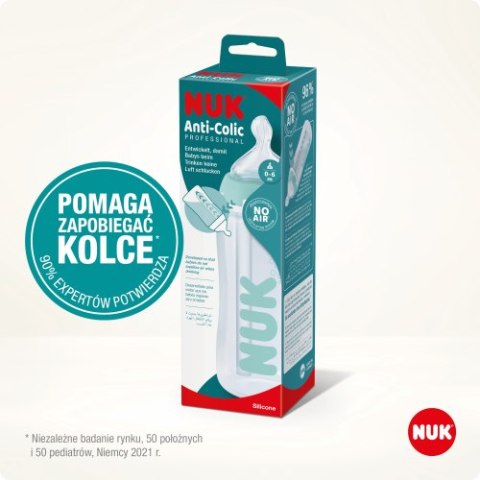 NUK 741148 Butelka FC+ 300 ml ANTI-COLIC Professional ze wskaźnikiem temperatury smoczek silikonowy 0-6 m