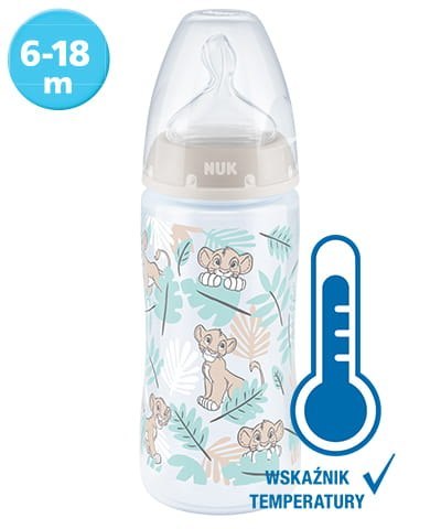 NUK 741764 Butelka FC+ 300ml DISNEY KRÓL LEW ze wskaźnikiem temperatury smoczek 6-18m