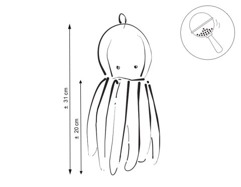Przytulanka dla dzieci Ośmiornica z grzechotką- szara