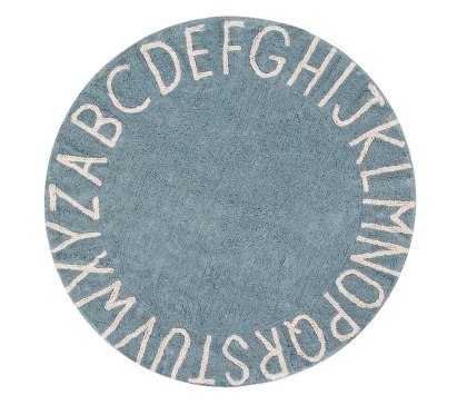 Lorena Canals Dywan bawełniany Round ABC Vintage Azul Natural Ø 150 cm