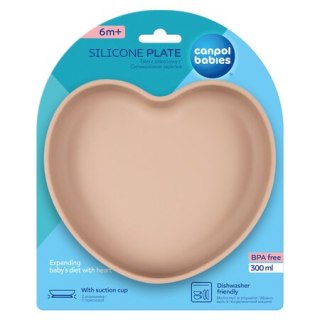 Canpol 80/309 Silikonowy talerz z przyssawką SERCE beige