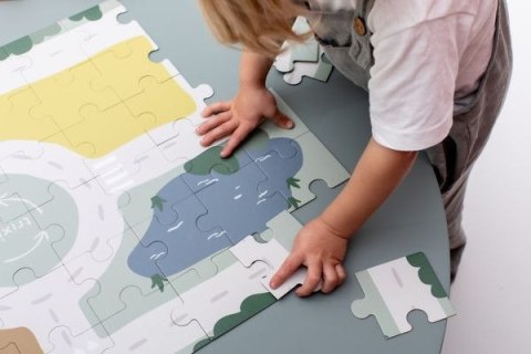 Puzzle Ruch Drogowy + 2 Samochody, Wesołe Zwierzaki i Klocki Drewniane