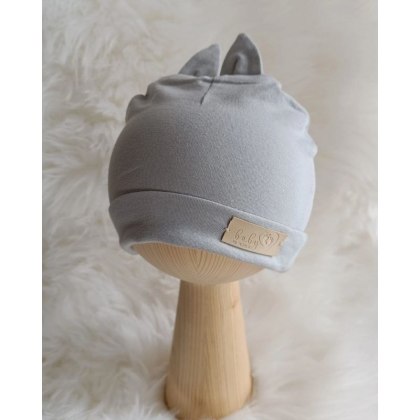 Baby In World Czapka niemowlęca z uszami jersey Grey 6-9m