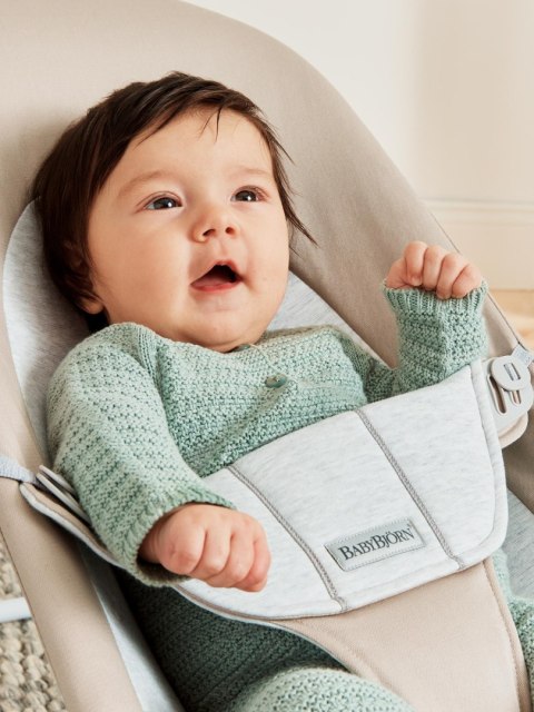 BABYBJORN - leżaczek BALANCE SOFT WOVEN/JERSEY - Beż/Szary